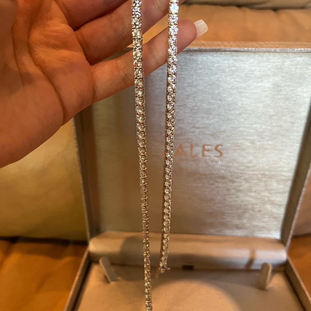 White Sapphire tennis necklace in sterling silver.